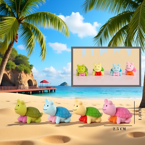 Image of Cute Turtle Animal Mini Figures Set, Colorful Cartoon Turtle Toys for Kids, Desk Decor, Cake Toppers, Party Favors, Collectible Figurines (4-Pack)