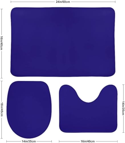 Miniatura 3 de Juego de 3 tapetes de baño antideslizantes y suaves absorbentes de poliéster, alfombra de contorno en forma de U y tapa de inodoro