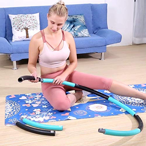 OPLIY Weighted Hoola Hoop 2lb with Core Sliders Weight Loss Burning Fat Fitness Dance Workout Hoola Hoops for Adults (Blue)