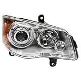 TRQ Passenger Side Headlight Assembly HID Compatible with 2008-2016 Chrysler Town & Country With