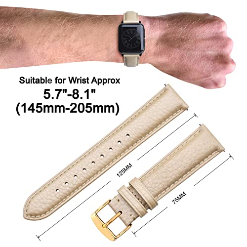 Image of ANNEFIT Watch Band 19mm, Quick Release Textured Padded Leather Straps with Gold Buckle for Men and Women (Gold)