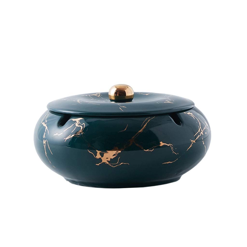Popielniczka Ceramiczny wzór złota popielniczka z pokrywką na zewnątrz samochód stolik do kawy biurowej dekoracji desktop ceramiczna popielniczka 5,7 cali Popielniczka do domowego biura (Color : B)