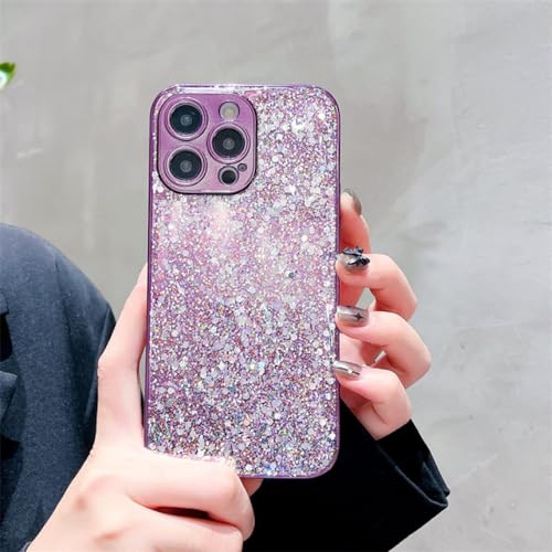 Protection antichoc pour iPhone 14 Pro Max coque souple violette avec paillettes