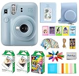 Fujifilm Instax Mini 12 Instant Film Camera (Pastel Blue), Fuji Instax Film Value Pack 30 Sheets, Protective Case, Instax Gift Bundle