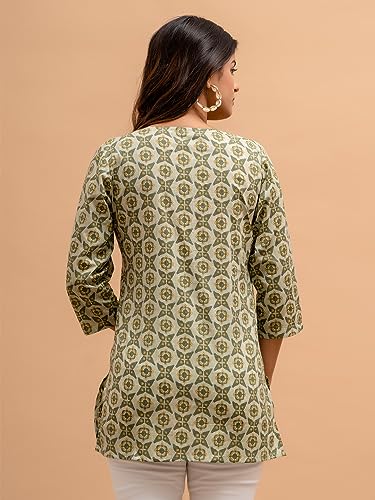 Image of feranoid Women Cotton Printed Straight Short Kurti