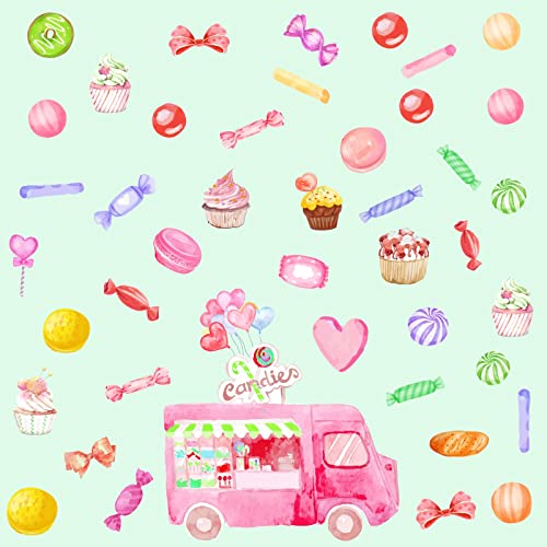 Candy Wall Decals Peel And Stick Christmas Wall Decals Candies Cupcake Wall Stickers Cute Wall Stickers For Girls Room Bedroom Kids Wall Decals Holiday Party Decorations #TOP1