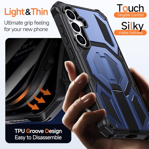 Coque Samsung Galaxy S25 FE aimantée robuste avec béquille métal bleu