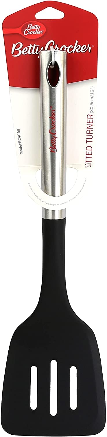 Betty Crocker Nylon Slotted Turner With Stainless Steel Handle 34.5x9cm