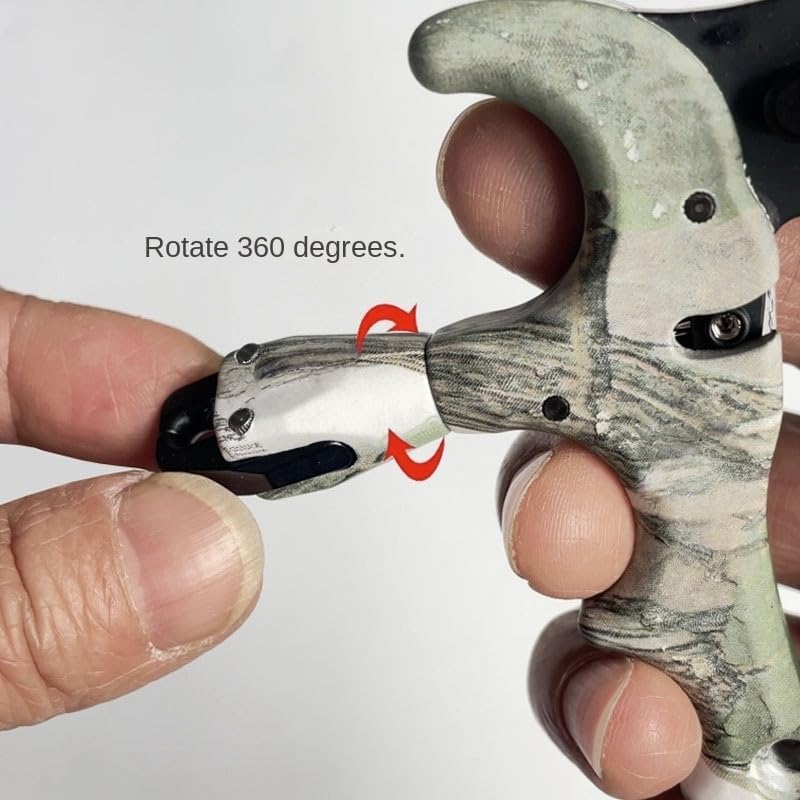 1pcs 4-Finger Release Aid with Camouflage 360° Rotating Head - Adjustable Sensitivity Metal Hook for Compound Bow & Bowfishing