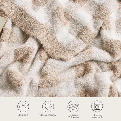 Snuggle Sac Manta Térmica Tejida Cuadros Beige 50x60 Pulgadas miniatura 4