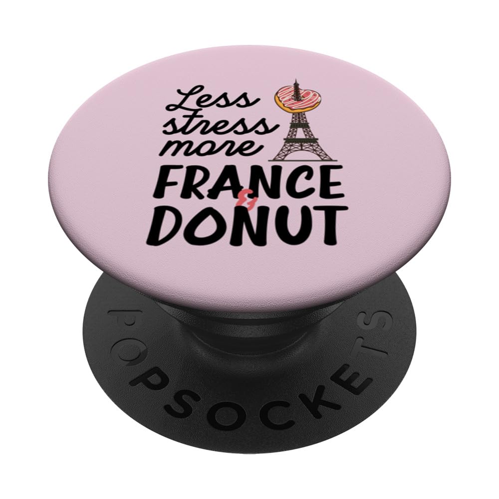 Less stress more Franc Donut PopSockets Swappable PopGrip, Black