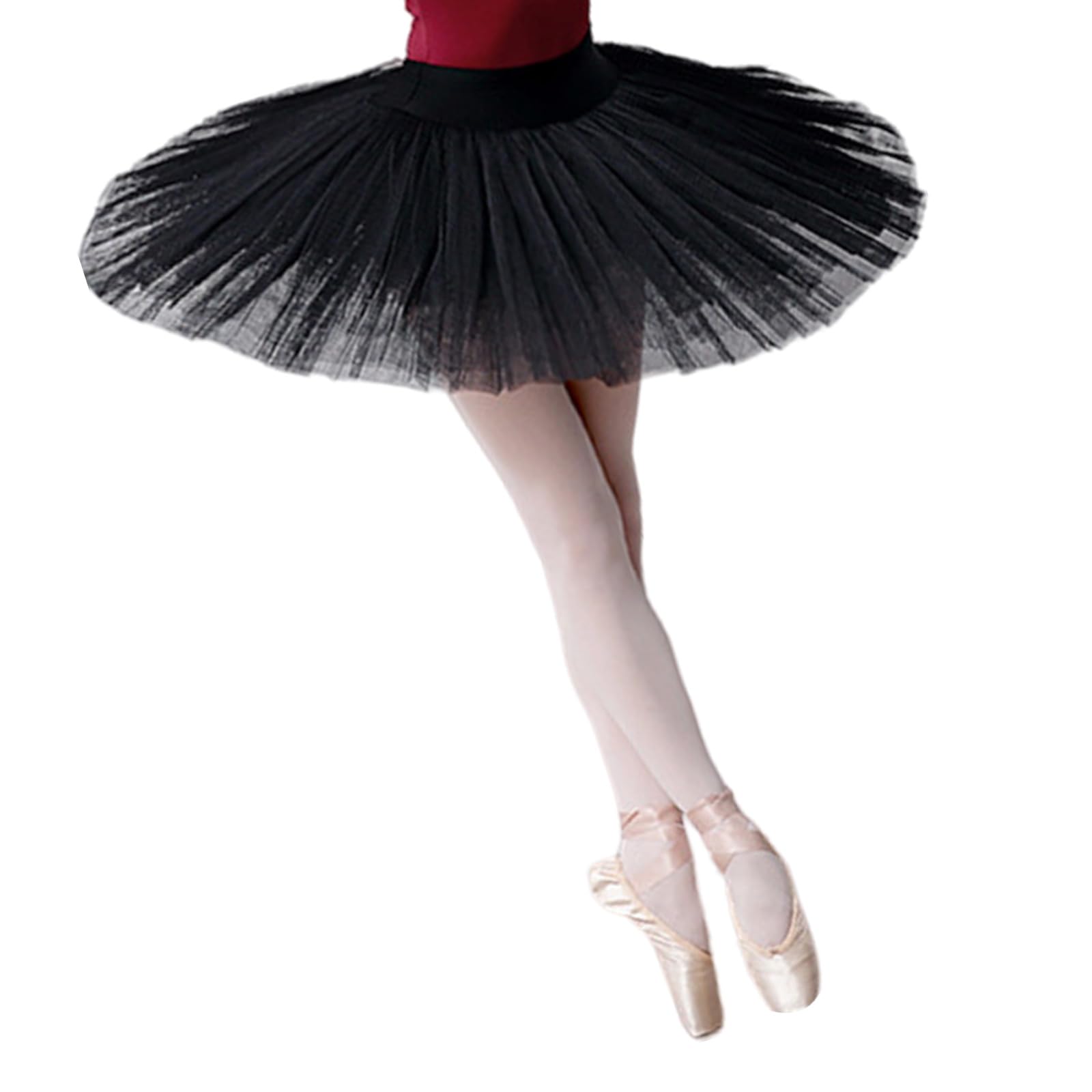 Falda tutú de tul con cintura elástica de 7 capas, falda de ballet para panqueques, bragas integradas para entusiastas del cosplay, falda tutú de panqueques, Negro, M