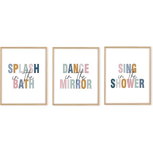 Boat Wades Kids Bathroom Decor Unframed Wall Art Prints,Bathroom Wall Decor,Colorful Kid Toilet Posters Prints Pictures,8x10 Inches Set of 3