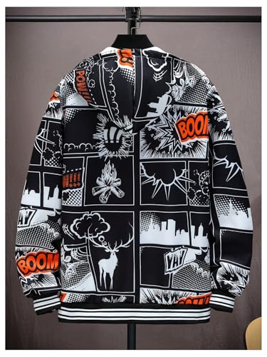 SHENHE Men's Zip Up Hooded Jacket Graphic Print Streetwear Bomber Jacket Outerwear2