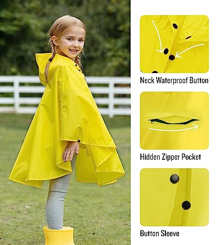 Image of SaphiRose Lightweight Kids Rain Poncho Jacket Waterproof Outwear Rain Coat