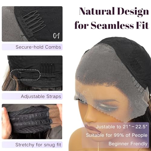 QIAOLI 13×4 Synthetic Lace Front Wig with Baby Hair – Brown Ombre Long Wavy, Pre-Plucked Natural Hairline, Breathable Mesh Cap, Glueless & Secure Fit for Gym, Party, All-Day Comfort — view 6