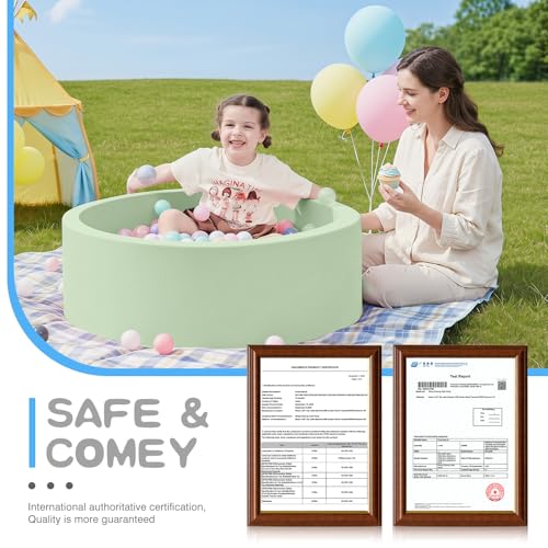 Image of SHJADE Foam Ball Pit, 35.4 inchx 11.8 inch Ball Pits for Toddlers-Green | Soft Memory Sponge Round Playpen Ball Pool for Kids, Ideal Gift for Babies, Indoor and Outdoor Game, Balls not Included