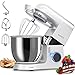 KICHOT Miscelatore a 6 velocità per alimenti, 1800 W, per la cottura, miscelatore elettrico da cucina, 8 l, manico, gancio per impasto, paraspruzzi per mixer, frusta e frusta piatta
