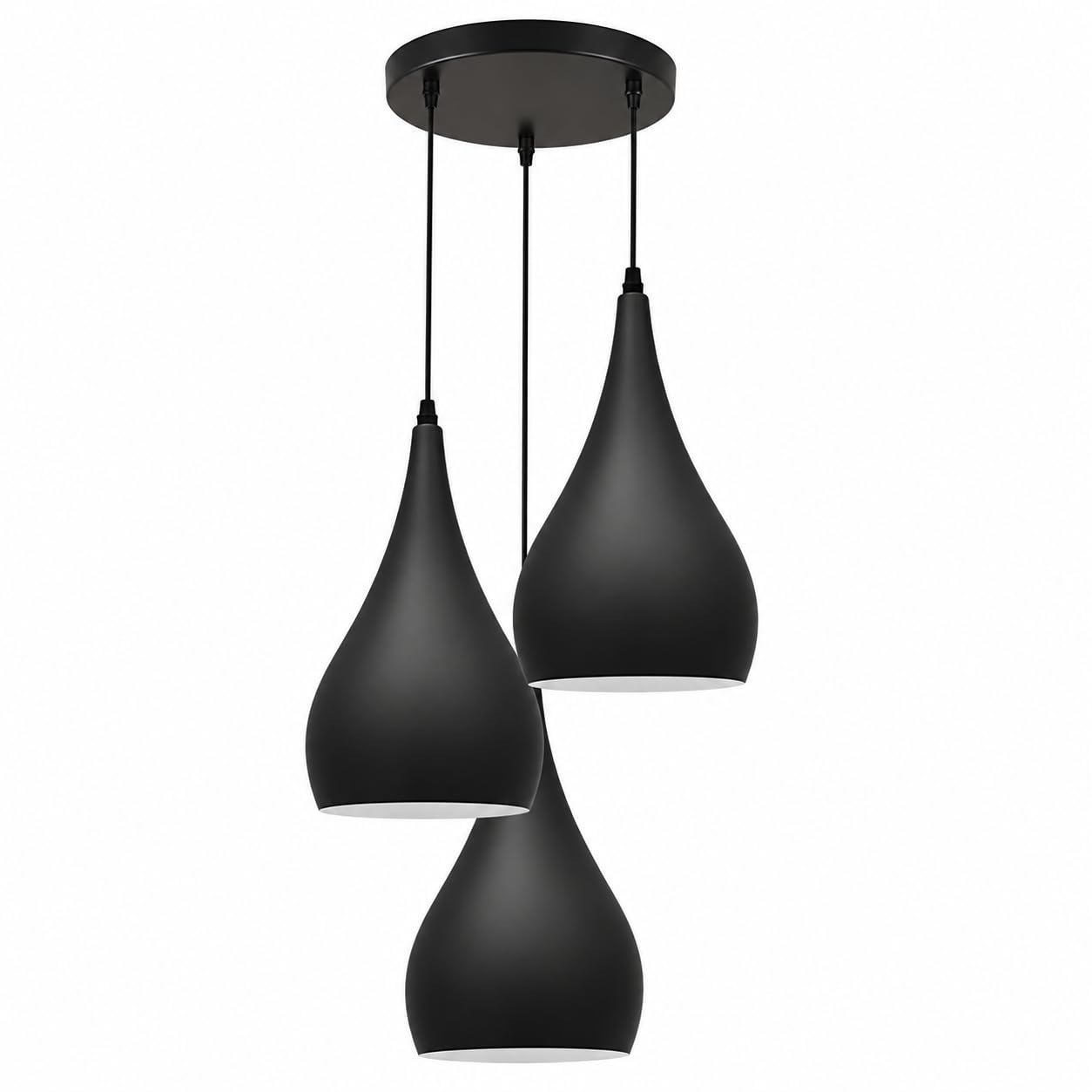 DC VOLTAGE Vintage Industrial 3Head Ceiling Pendant Light Hanging Light Metal Shade Indoor Light Fitting for Hotel, Restaurants, Bar, Dining Room (Black)