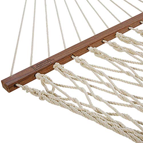 Hatteras Hammocks DC-15OT Executive Oatmeal Duracord Rope Hammock with Free Extension Chains & Tree Hooks, Handcrafted in The USA, Accommodates 2 People, 450 LB Weight Capacity, 13 ft. x 65 in.