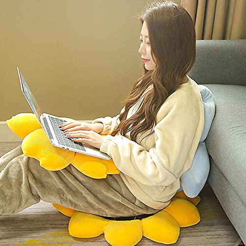 Image of RVA 3D Sunflower Flower Floor Pillow Seating Cushion Mat Yellow Color 45cm | Head Rest Use in Car, Kids & Girls Room Decoration | Floor Cushion for Bedroom Living Room