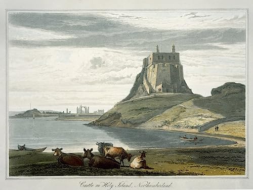 Pintura al óleo de Castle on Holy Island Northumberland para decoración (60x90cm)