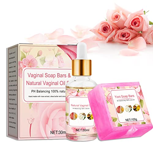 ROPALIA Yoni Soap Bars & Natural Yoni Oil Set, Natural Yoni Oil Vaginal Wash for Women Feminine Wash Vaginial Deodorants pH Balance, Eliminates Odor, Feminine Oil,Vaginal Care Soap