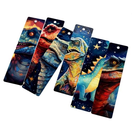 Marque-page dinosaure étoilé en métal pour livre