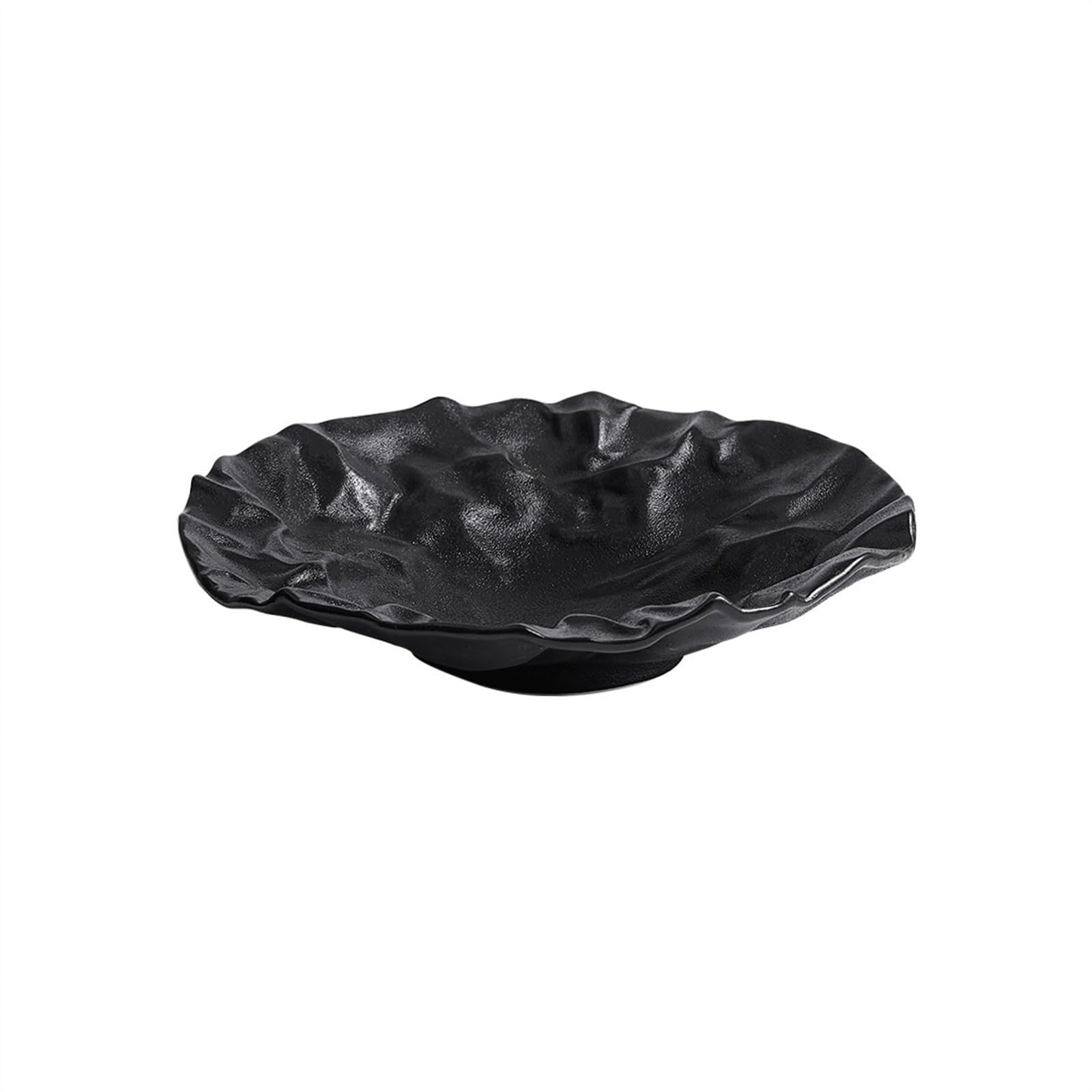 Platos Llanos Platos hondos Plegables de cerámica, vajilla de Color sólido, Plato de Fruta, Plato de Ensalada, vajilla de Calidad de cerámica for el hogar Platos Postre(Negro,9inch)