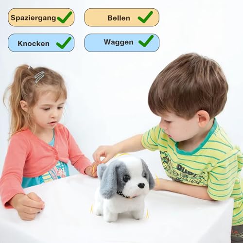 APODESS Hund Roboter, 2026 Upgrade Interaktiver Spielbegleiter Plüsch Roboter Hund Wie Echt Mein Realistischer Haustier Hundspielzeug der Läuft und Bellt (#02)
