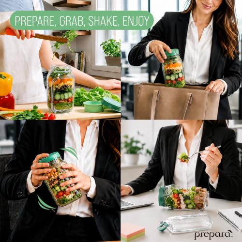 Image of Prepara The Original Salad Pod - Leakproof Food Container for Meal Prep - 4.5 Cups Capacity, BPA Free Tritan, Microwave & Dishwasher Safe (2 Units) | BPA-Free, Ideal for Meal Prep, Salads & Snacks, Holds 4.5 Cups, Includes 2.5 oz Dressing Capsule, Mess-Free & Leakproof