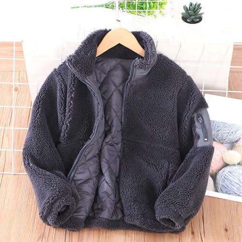 Cardigans Summer Kids Sherpa Lined Hooded Jacket (3-16Y) Thick Fleece Winter Warm Outerwear Hoodie3