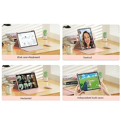 Rotatable iPad 10 Keyboard case Magnet Detachable Transparent Back Cover iPad 10th Generation 2022 BT Keyboard with Pencil Holder Horizontal/Vertical Stand (iPad 10(2022), Black)