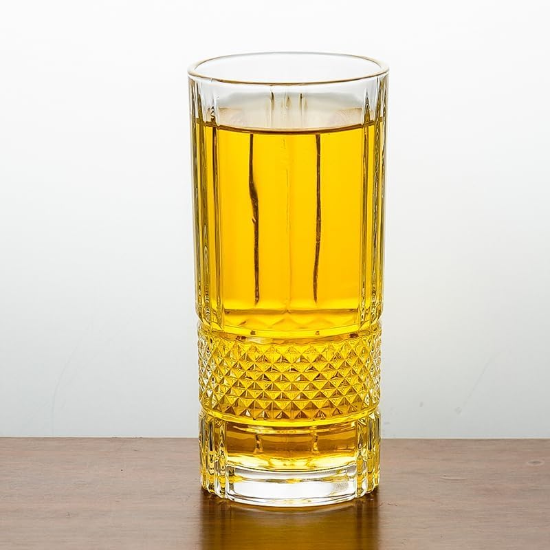 Image of bellemax 300 ML Premium Juice Glasses Drinking Glasses,Highball Lead-Free Glasses,Tumblers for Water,Juice,Beer,Cocktail and Mixed Drinks - 6 Pieces,Transparent (BM-03)