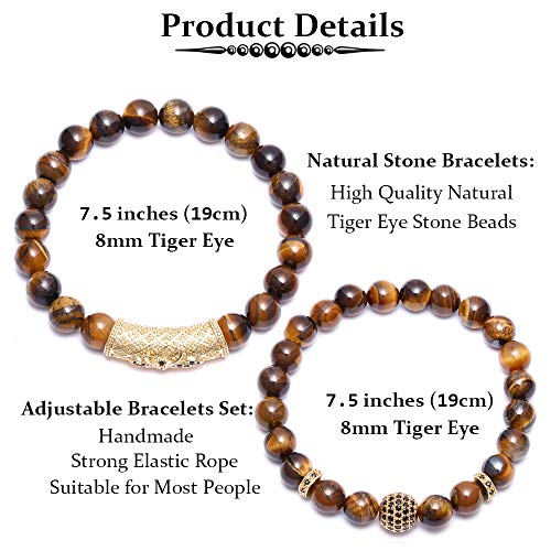 BOMAIL 8mm Tiger Eye Stone Beads Bracelet Elastic Natural Stone Yoga Bracelet for Women Men3