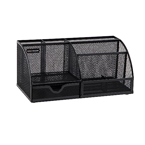 Image of Mind Reader 7-Compartment Desktop Organizer, File & Accessory Storage, Metal Mesh Office Organizer for Desk, Workspace, Mail, Black