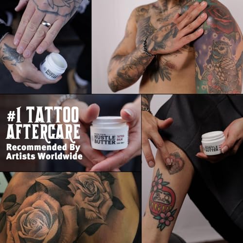 Hustle Butter Deluxe – Tattoo Butter for Before, During, and After the Tattoo Process – Lubricates and Moisturizes – 100% Vegan Replacement for Petroleum-Based Products – 1 oz