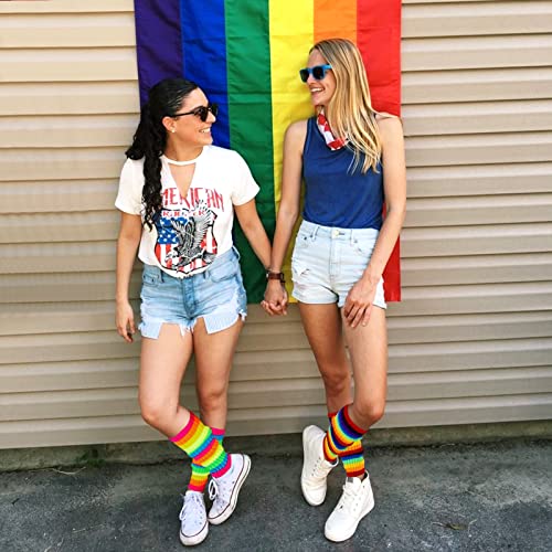 Junely 2 Pairs Leg Warmers for Women 80s Ribbed Knit Leg Warmer Pack for Ballet Dance Figure Skating Yoga Party Neon3