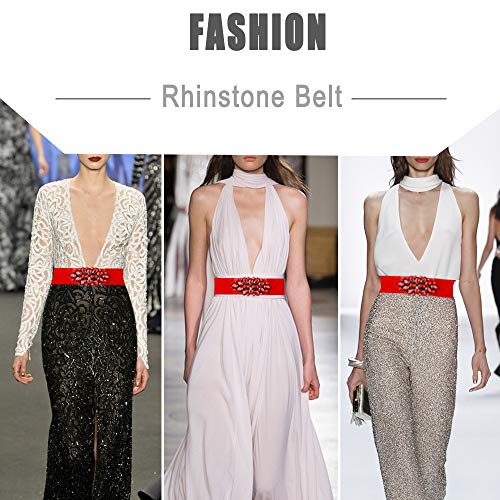 Women Big Rhinestone Belts Sparkly Crystal Belts Wide Stretchy Elastic Belt for Ladies Dresses2