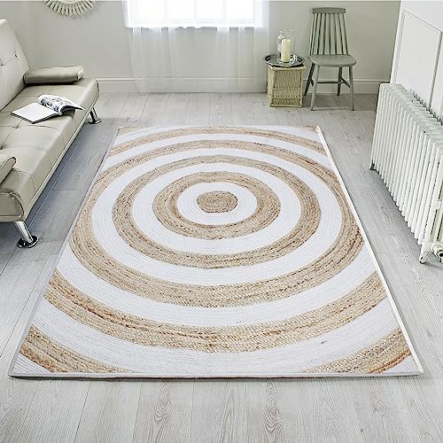 Tapis tressé en coton kilim bohème multicolore 122x243cm grand format
