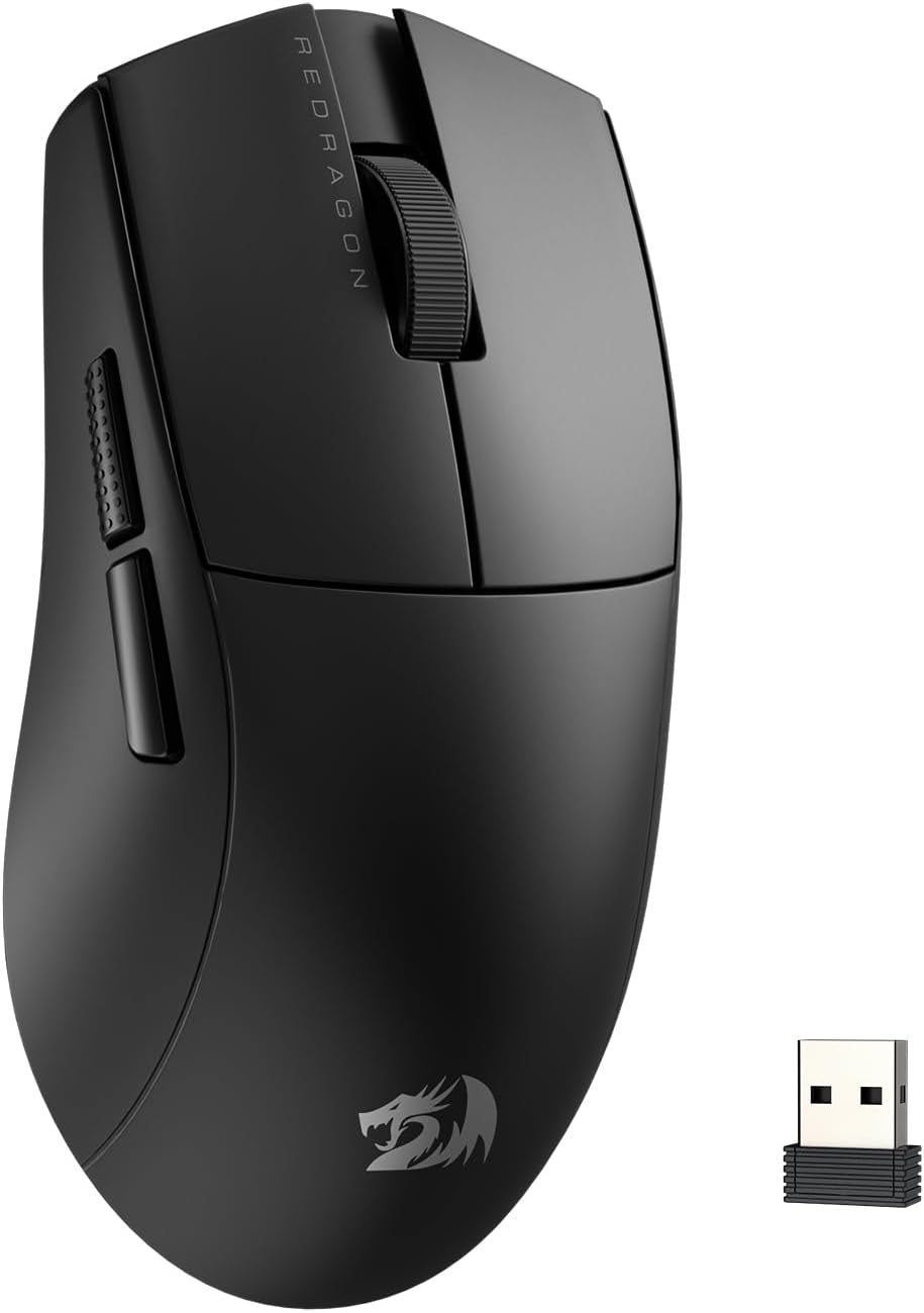Redragon M916 Wireless Gaming Mouse, 49G Ultra-Light 8K DPI 2.4G Wireless Gaming Mouse w/Ergonomic Natural Grip Build, Full Programmable Buttons, Software Supports DIY Keybinds & DPI