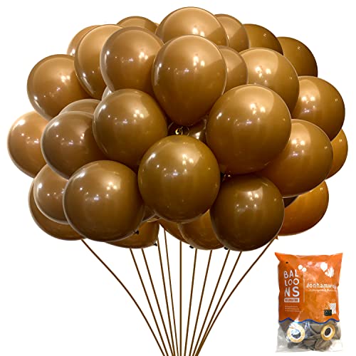 Image of Jonhamwelbor Light Brown Balloons 12 inch 100 Pack Coffee Brown Matte Mocha Caramel Helium Latex Balloons for Birthday Baby Shower Wedding Decorations