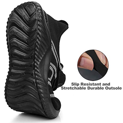 Image of Feethit Womens Slip On Running Shoes Non Slip Walking Shoes Lightweight Gym Workout Shoes Breathable Fashion Sneakers Black Size 7