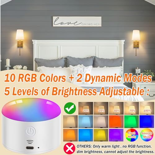 Image of Battery Operated Wall Sconce Light Set Of Two, Battery Operated Sconces Wall Lighting Indoor Wireless Wall Sconce With Remote Control, Dimmable Battery Wall Lamp With 3CCT Bulb For Bedroom Living Room