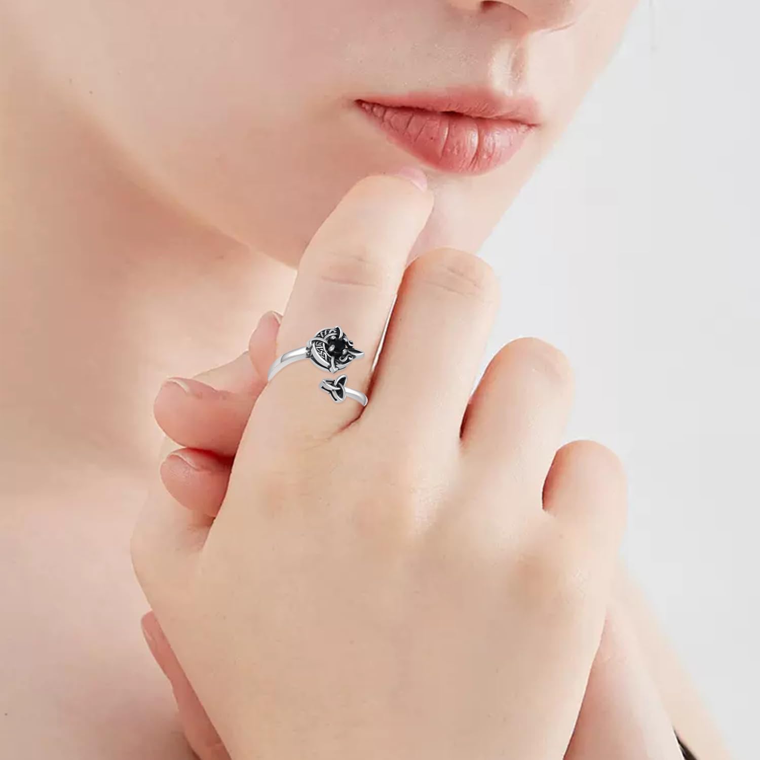 Witches Knot Ring 925 Sterling Silver Moon Witches Knot Ring Celtic Witches Knot Jewelry Gifts for Women - Image 2