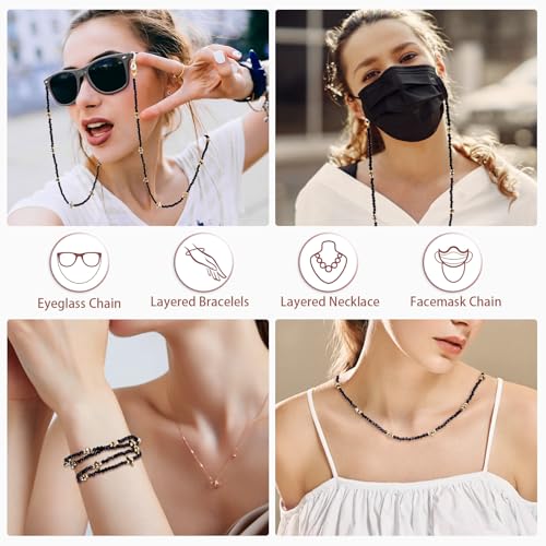 Image of BILIONE Beaded Eyeglass Chains, Eye Glasses Strap Around Neck for Women and Men, Sunglass Holder Hanger Lanyards, Gold