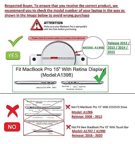 Image of Midkart Matte Hard Shell Plastic Case Cover Compatible with MacBook Pro 15 Inch with Retina Display (Model A1398, Old Version, Release 2015-2012) with Silicon Key Guard & Dust Plugs, Midnight Green
