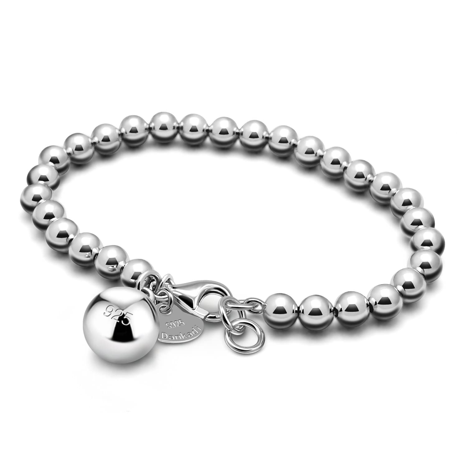 H&amp;Beautimer 925 Sterling Silver 4-10MM Ball Chain Bracelet For Women's - Italian Handmade Bead Chain Bracelet 5''5.7''6.3''6.7''7.5''8''8.3''8.5''9 Inch Rose Gold Party Jewelry