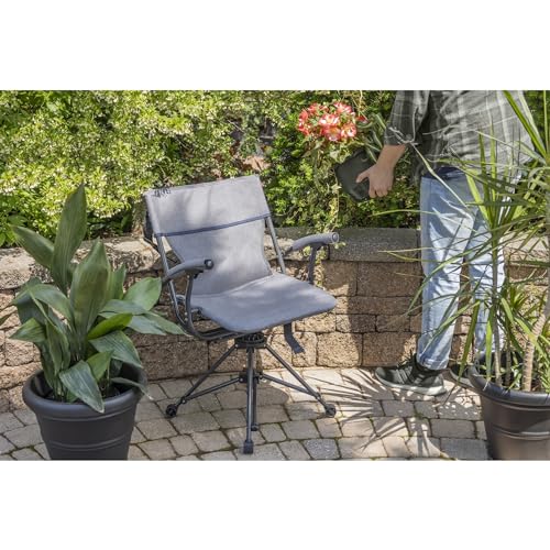 Zenithen Outdoor/Indoor Folding Portable Lawn 360 Swivel Chair with Armrests (Blue Grey) - Image 2