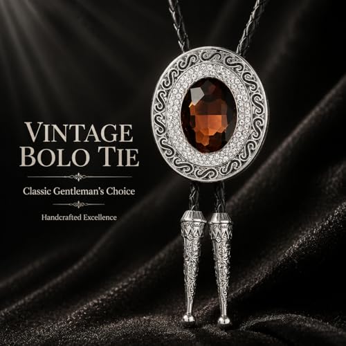 Image of Western Bolo Tie Cowboy Bolo Ties Rhinestone Necklace Bola Tie for Men Women